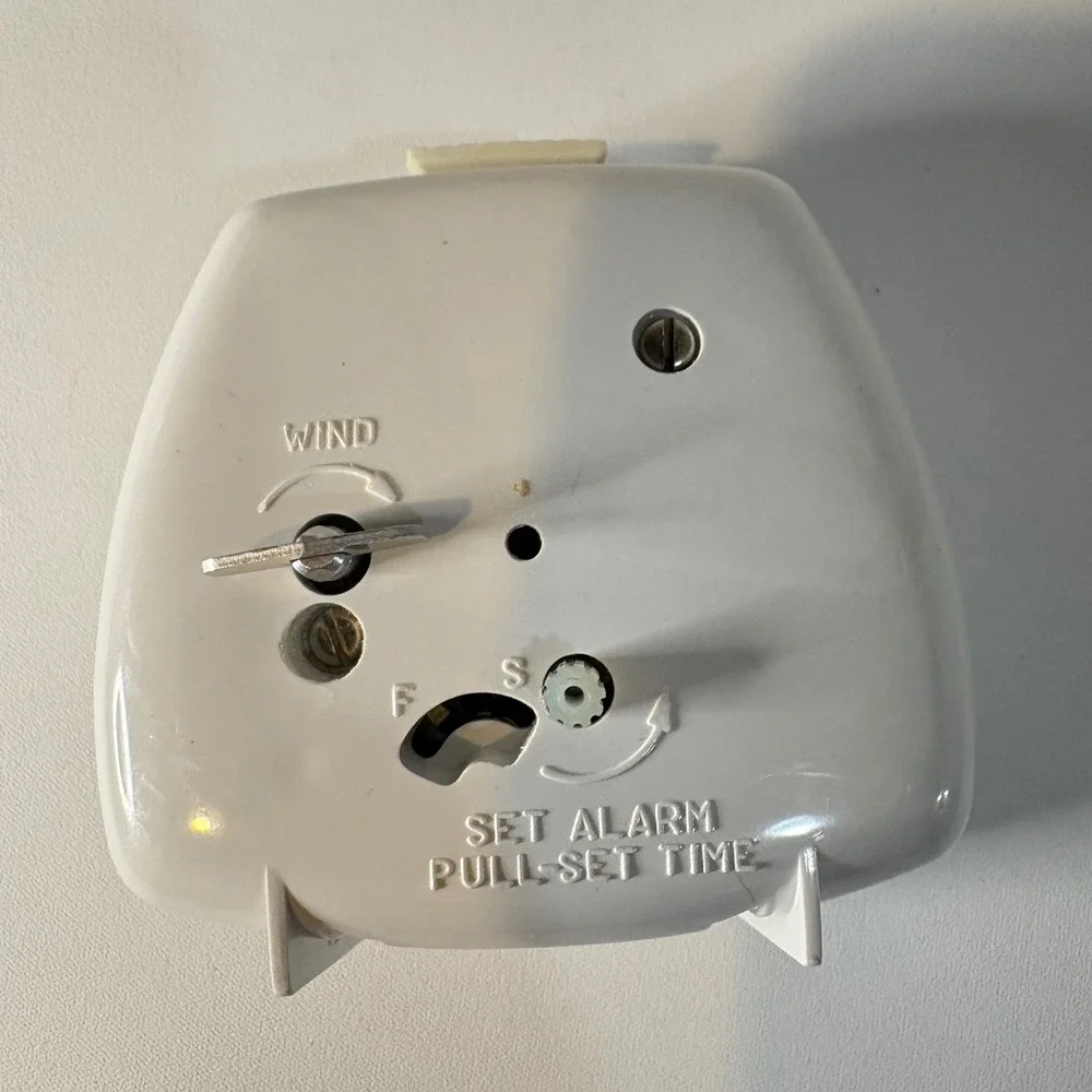 Vintage Westclox Wind Up Alarm Clock Luminous Glow Dial White Brown Made in USA